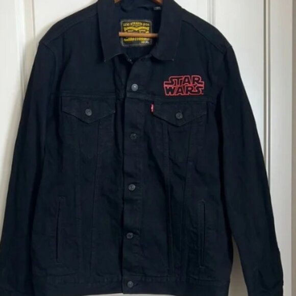 Levis x Star Wars Darth Vader Denim Jean Jacket Black Trucker Mens XL - Picture 1 of 4